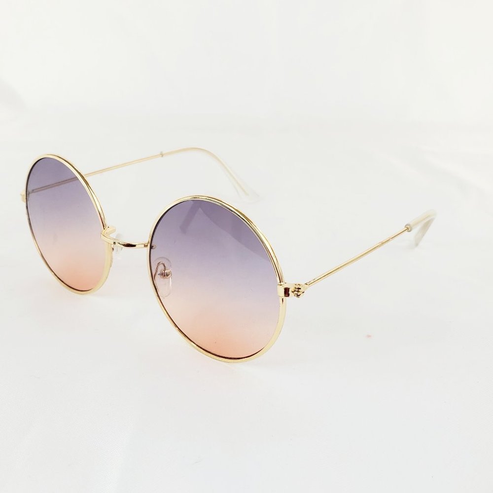 Retro Chic Gold Round Metal Purple fade Pink Polarized Lens Sunglasses ES1029